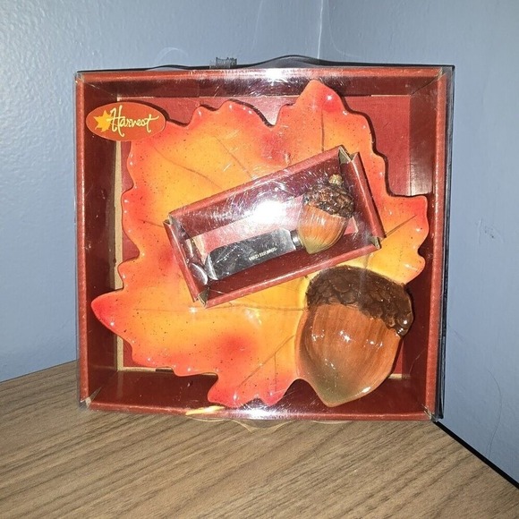 8" Leaf Dipper set of 2 Fall Autumn Thanksgiving Dips, Oils, Breads, etc - Picture 2 of 6